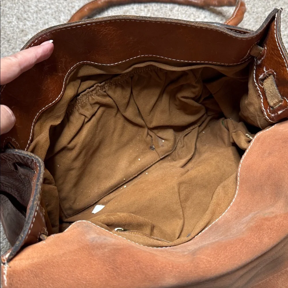 Patricia Nash Vienna Leather Satchel Tan Brown Distressed Top Handle Handbag